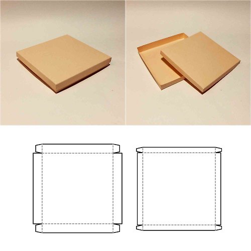 JustGreatPrintables Flat square box template, flat box with lid, flat gift box, square box with lid