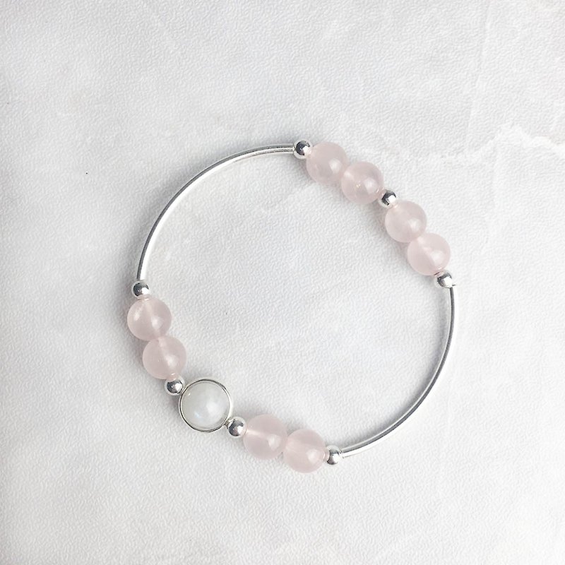 | Elbow Series | Pink Fairy Pink Crystal Blue Moonlight (S925 sterling silver x bracelet x customized.) - สร้อยข้อมือ - เครื่องเพชรพลอย สึชมพู
