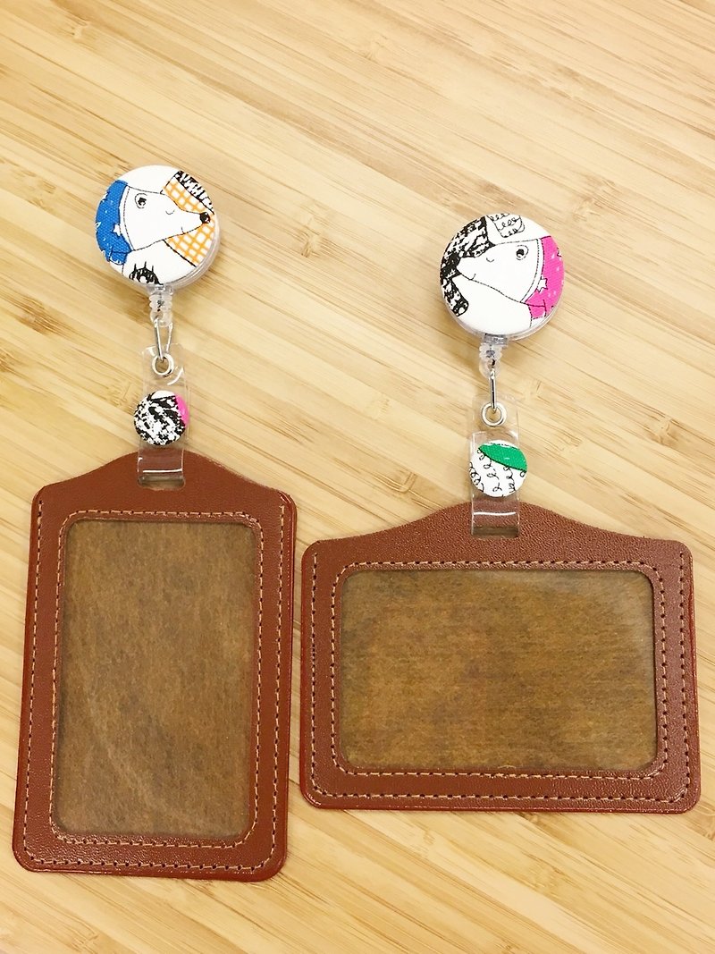 Hand for Gifts "ALL PASS"  Retractable buckle + card travel card ID card holder clip card retractable pull ring - ID & Badge Holders - Cotton & Hemp 