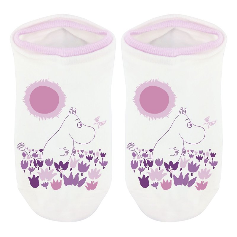 Moomin 噜噜米 authorized - piping socks (purple white), AE05 - Socks - Cotton & Hemp Purple