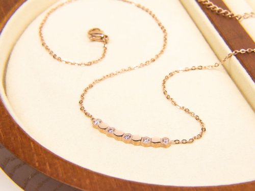 JTK Jewellery 迷你六邊形鋯石項鍊 | 微笑項鍊 | 玫瑰金仿鑽石項鏈 | 蜂巢圖形