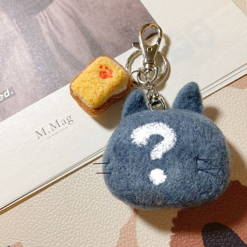 Customized wool felt cat head/Dharma key ring pendant - Keychains - Wool 