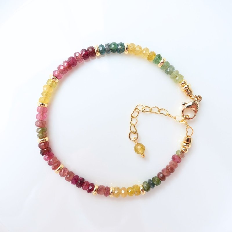 色彩平衡 能量流動 天然無注膠 透亮切面 糖果碧璽手鍊 快速出貨 - 手鍊/手環 - 水晶 多色