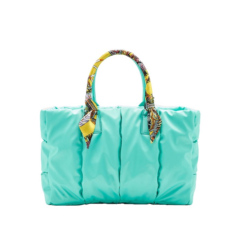 VOUS mother bag classic series lake green middle section + baroque echo silk scarf - กระเป๋าคุณแม่ - เส้นใยสังเคราะห์ สีเขียว