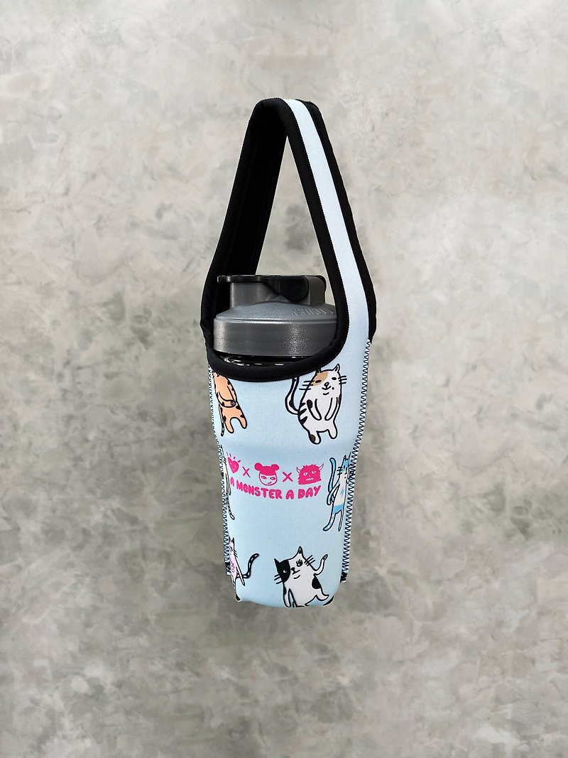 BLR Eco-friendly Beverage Bag One Day Monster Joint Ti 14 Monster Cat Christmas Gift - ถุงใส่กระติกนำ้ - เส้นใยสังเคราะห์ สีน้ำเงิน