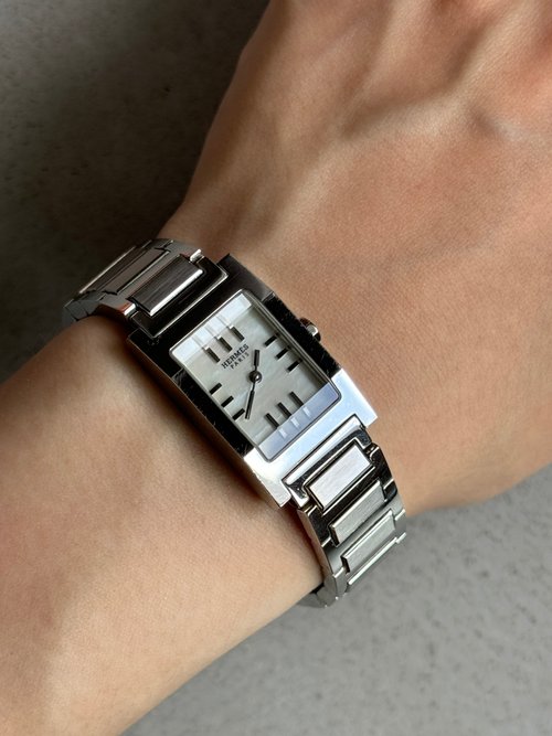 HERMES Tandem Watch Shell Silver Vintage - Shop OLIM VINTAGE