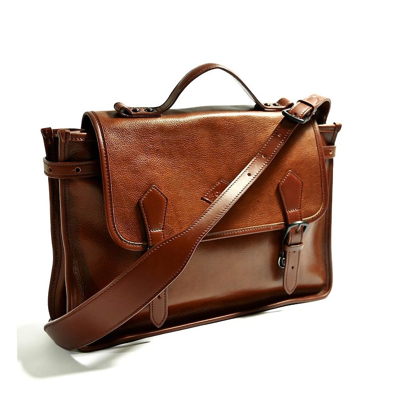 Full brown leather vintage bag - small - Messenger Bags & Sling Bags - Genuine Leather Brown