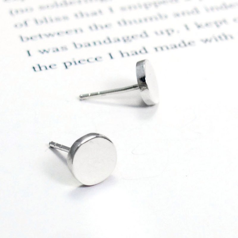 Small round series round sterling silver earrings (large)-64DEISGN - Earrings & Clip-ons - Sterling Silver Silver