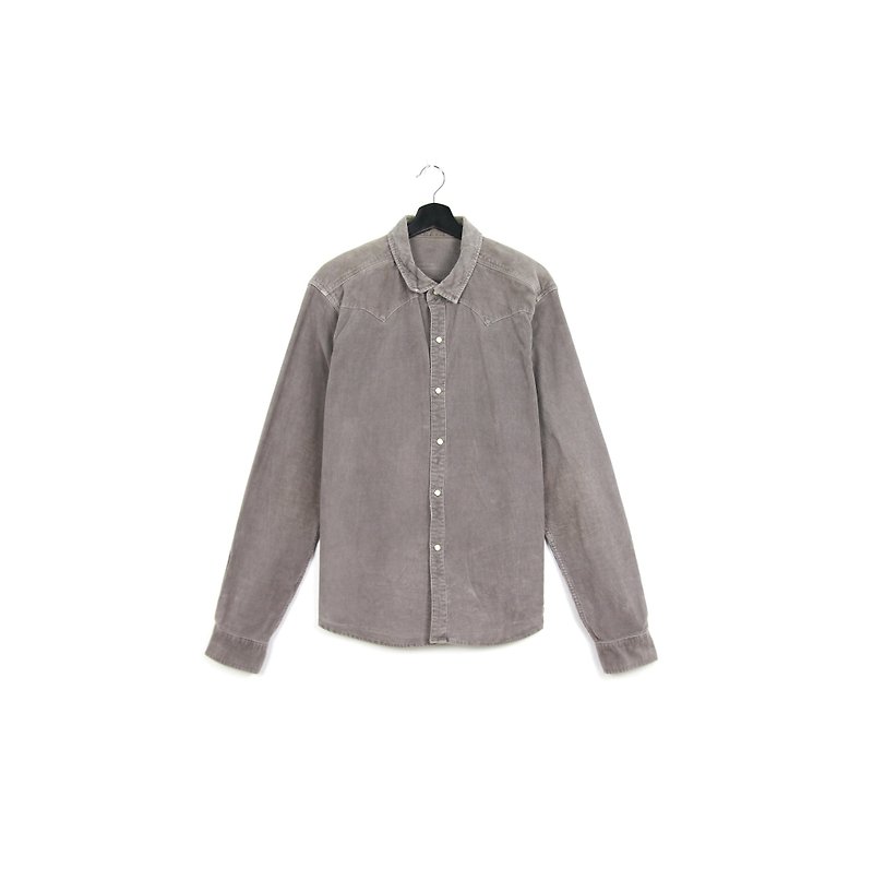 Back to Green :: Corduroy grey / / men and women can wear / / vintage Shirts - Men's Shirts - Other Materials 