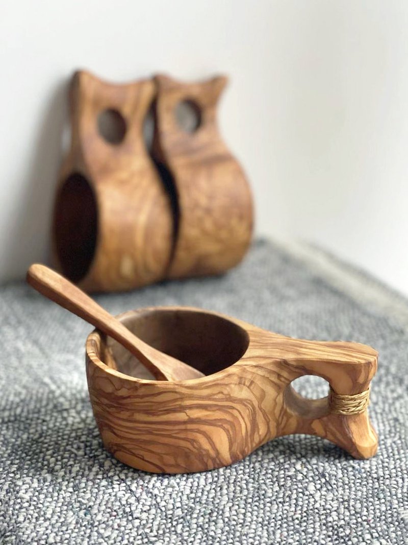 Handcrafted Olive Wood Kuksa Cup - ชุดเดินป่า - ไม้ 