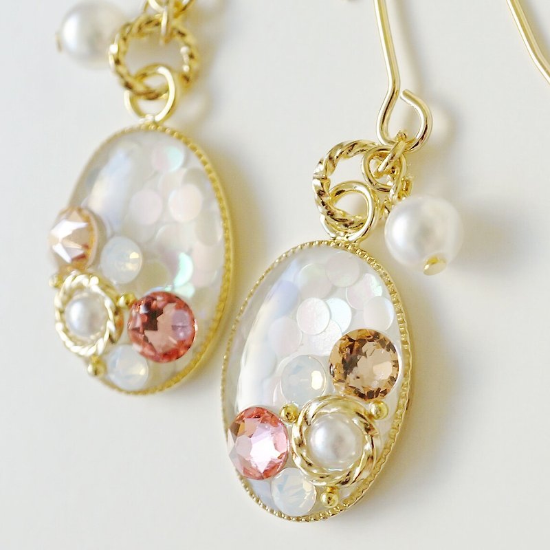 Book / Mermaid swarovski earrings / Clip-On - Earrings & Clip-ons - Other Metals Pink