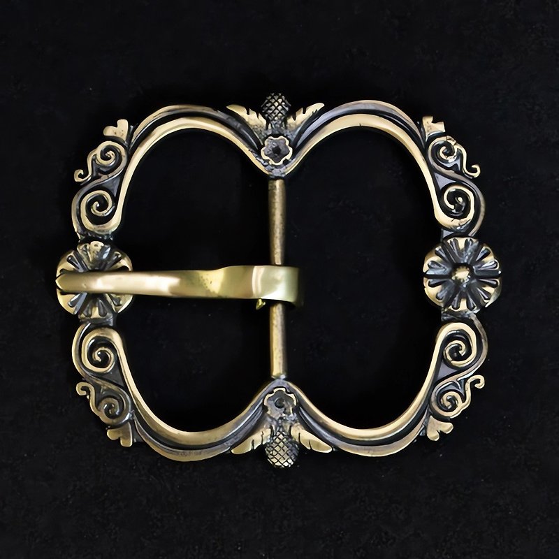 Flower Brass Belt Buckle for Leather Accessories / Dress Belt Buckle for Women - Belts - Copper & Brass Gold