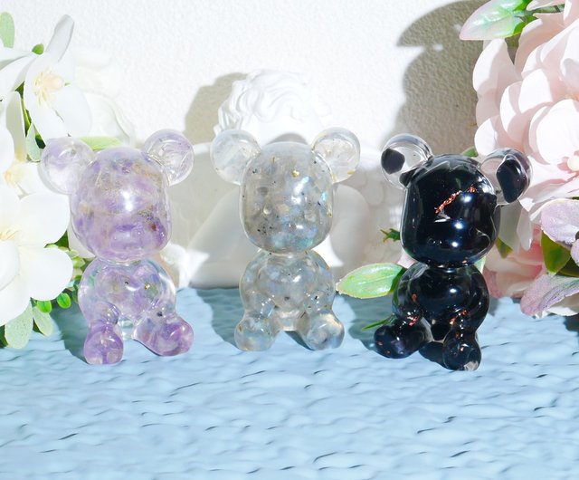 愛のクマの贈り物の誕生日を願って天然結晶石鉱石ドロップ接着剤 ショップ J S J Hand Made Crystalorigina Epoxy 置物 Pinkoi