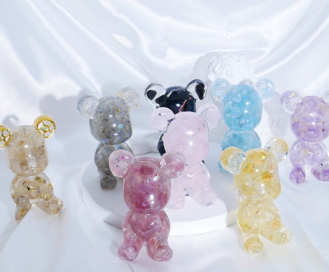 愛のクマの贈り物の誕生日を願って天然結晶石鉱石ドロップ接着剤 ショップ J S J Hand Made Crystalorigina Epoxy 置物 Pinkoi