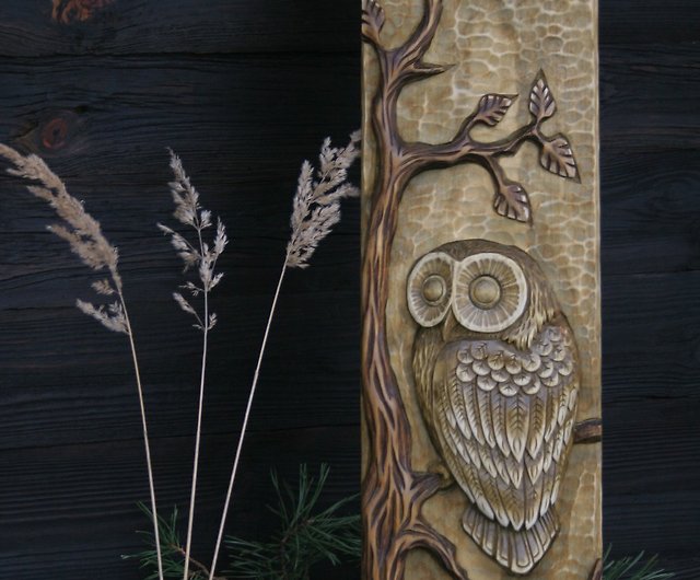 Wooden Owl Sculpture Wood Carving Owl Figurine Wood Art by Linden Bark -  Shop Linden Bark Items for Display - Pinkoi