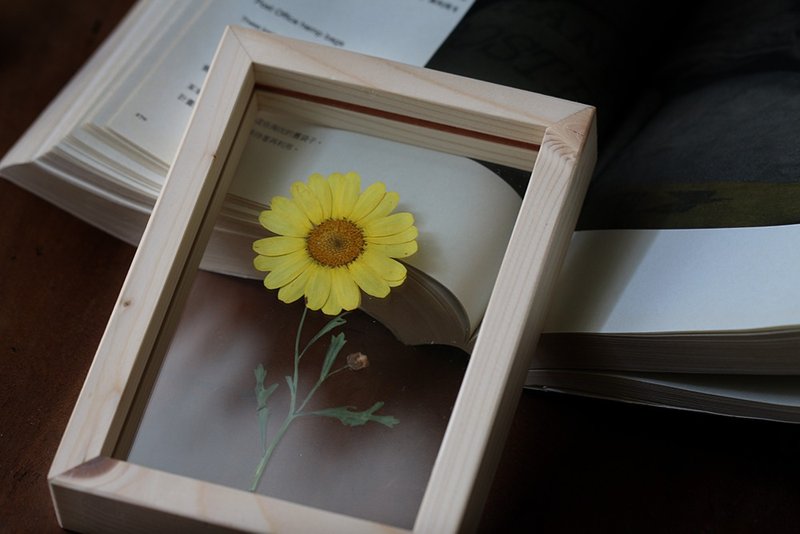 Solid wood flower frame|Yellow Margarita|Plant illustrated flower frame - ช่อดอกไม้แห้ง - พืช/ดอกไม้ 