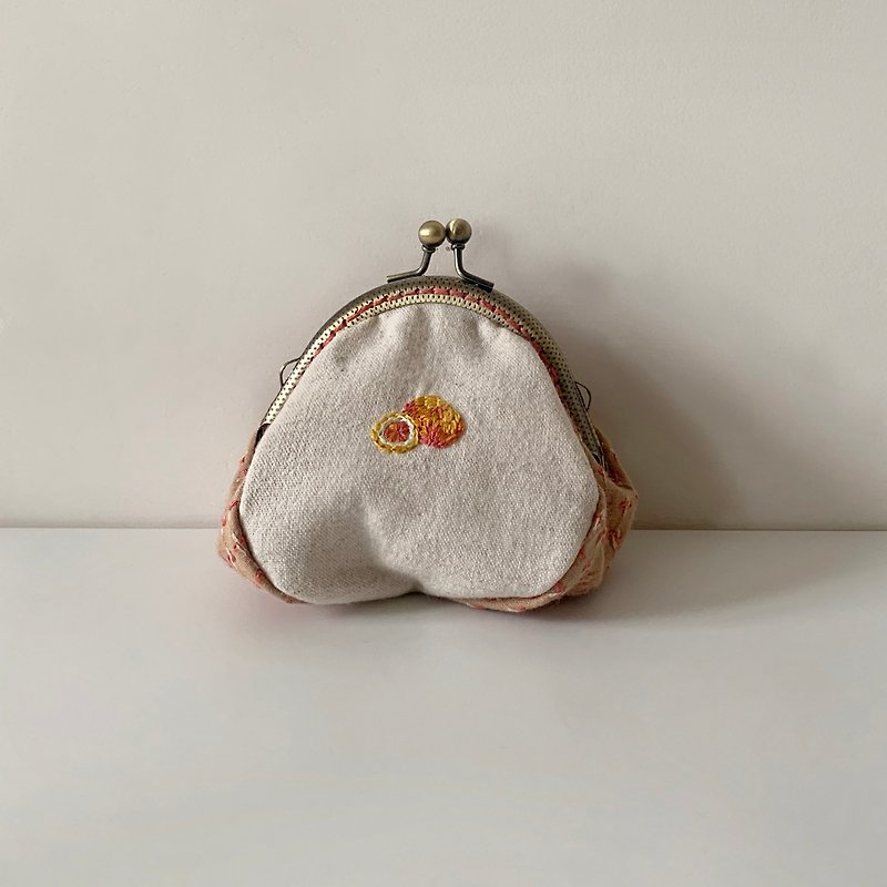 FRUITS Gold Pack 【Grapefruit】 - กระเป๋าใส่เหรียญ - ผ้าฝ้าย/ผ้าลินิน สีส้ม
