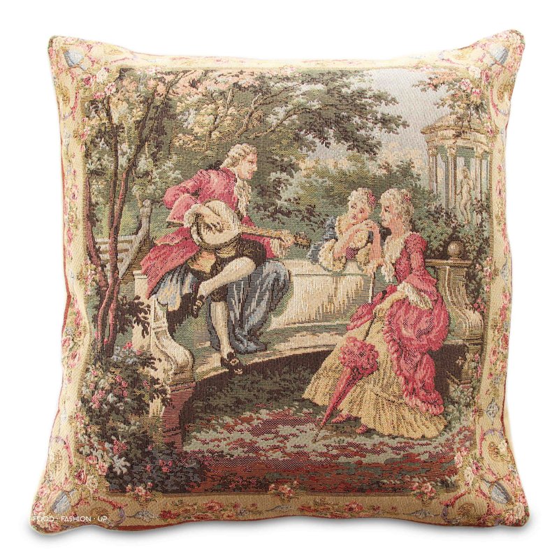 François Boucher Mandolin Player_Limited to 1_European Royal jacquard velvet hug - Pillows & Cushions - Cotton & Hemp 