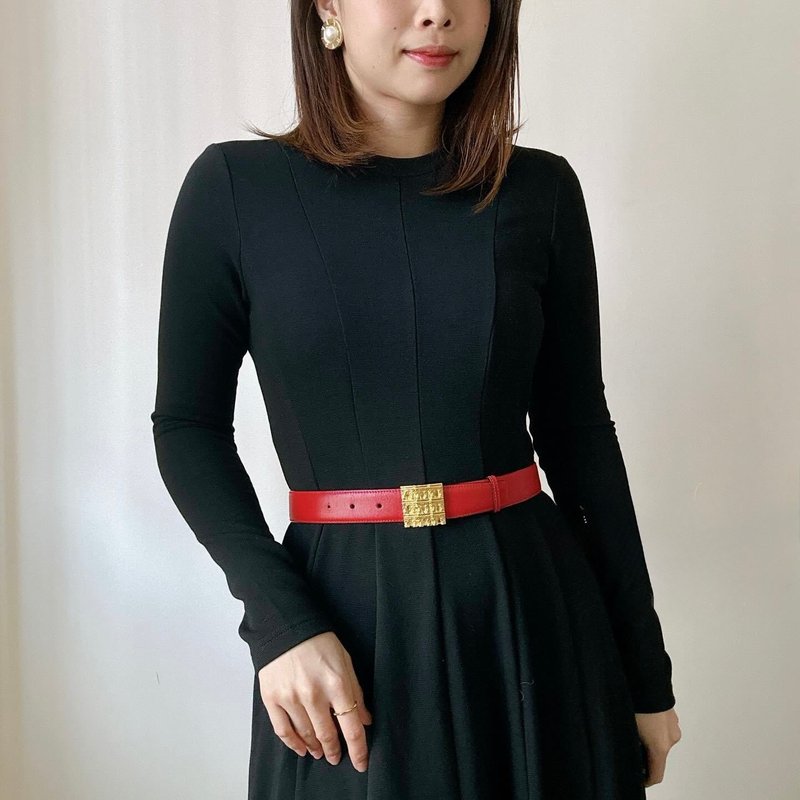 中古未使用品 Celine 凱旋門 紅色皮帶 腰帶 65cm 禮物 - 皮帶/腰帶 - 真皮 紅色