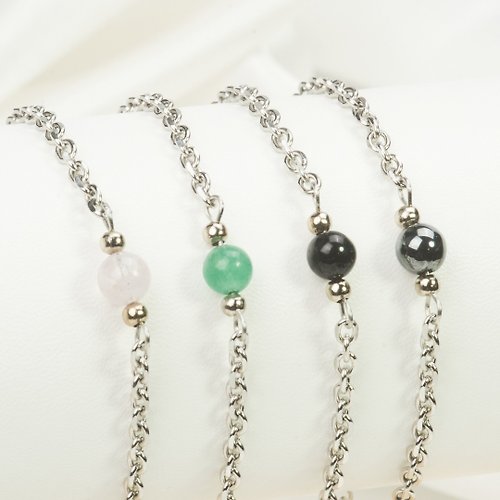 Sense Jewel Bracelet with 1 auspicious Stone, stainless steel chain, Kochakrit chain pattern, enhancing auspiciousness.