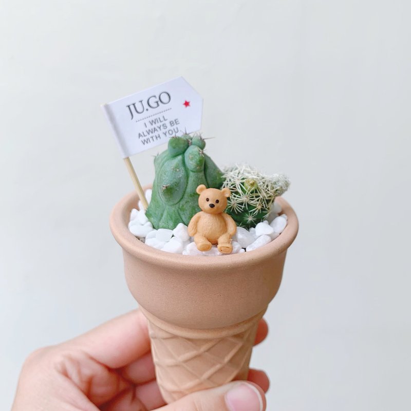 [Eat ice cream for the eyes to heal and cool off the heat] Ice cream meat pot to send animal model @JU多肉 - ตกแต่งต้นไม้ - ดินเผา หลากหลายสี