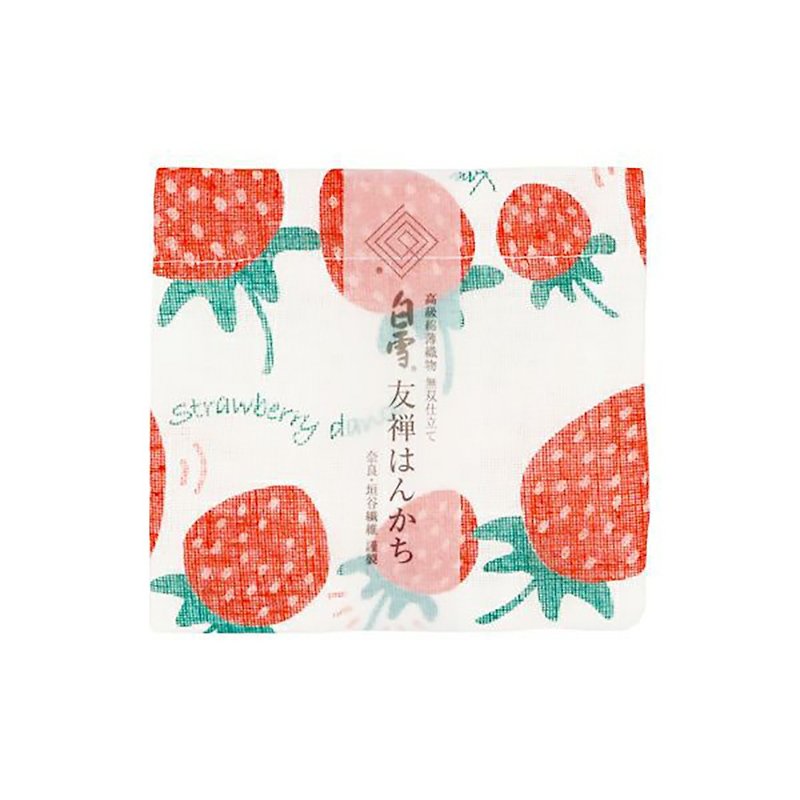 Kyoyuzen dyed handkerchief/strawberry - ผ้าเช็ดหน้า - ผ้าฝ้าย/ผ้าลินิน ขาว