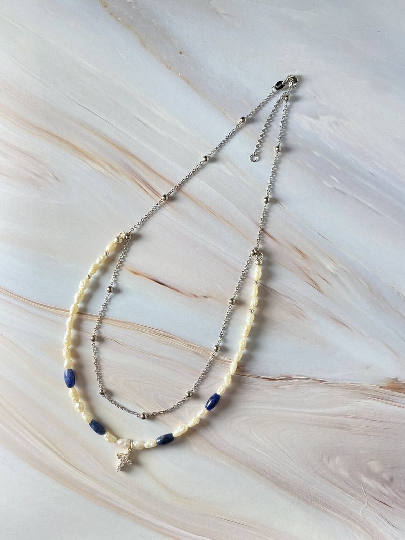 double chain cross - สร้อยคอ - เงิน หลากหลายสี