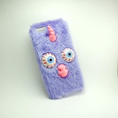 everythingmadebyfk 毛絨絨手機殼-嚇到的紫色獨角獸