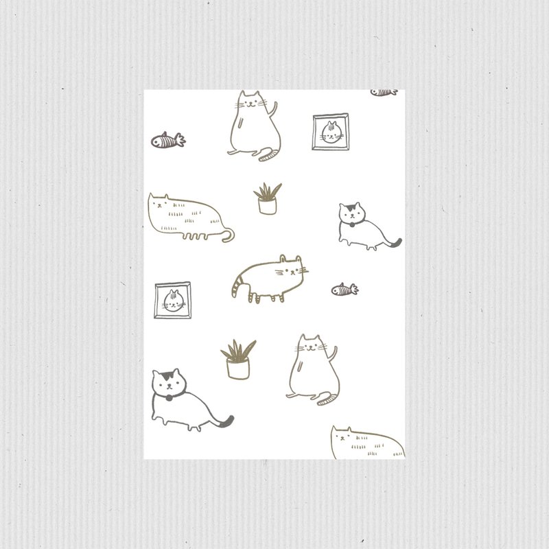 Cats at Home A6 Single-Fold Greeting Card - 卡片/明信片 - 紙 