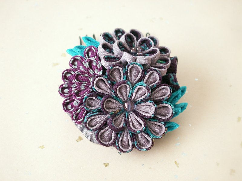 [New color] Kimamori crisp and trendy hair decorations made from old cloth [purple · blue] - Hair Accessories - Silk Purple