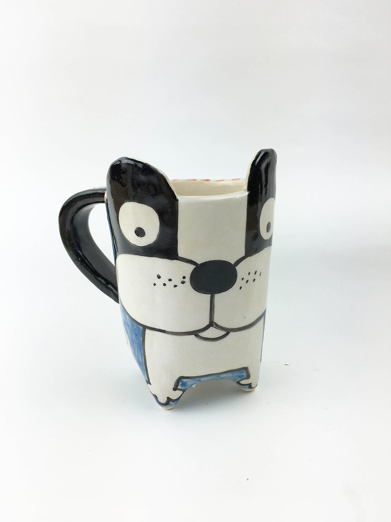 Nice Little Clay Handmade Ear Cups _ Cute Dogs and Bones Optional Color 112556 - Mugs - Pottery Multicolor
