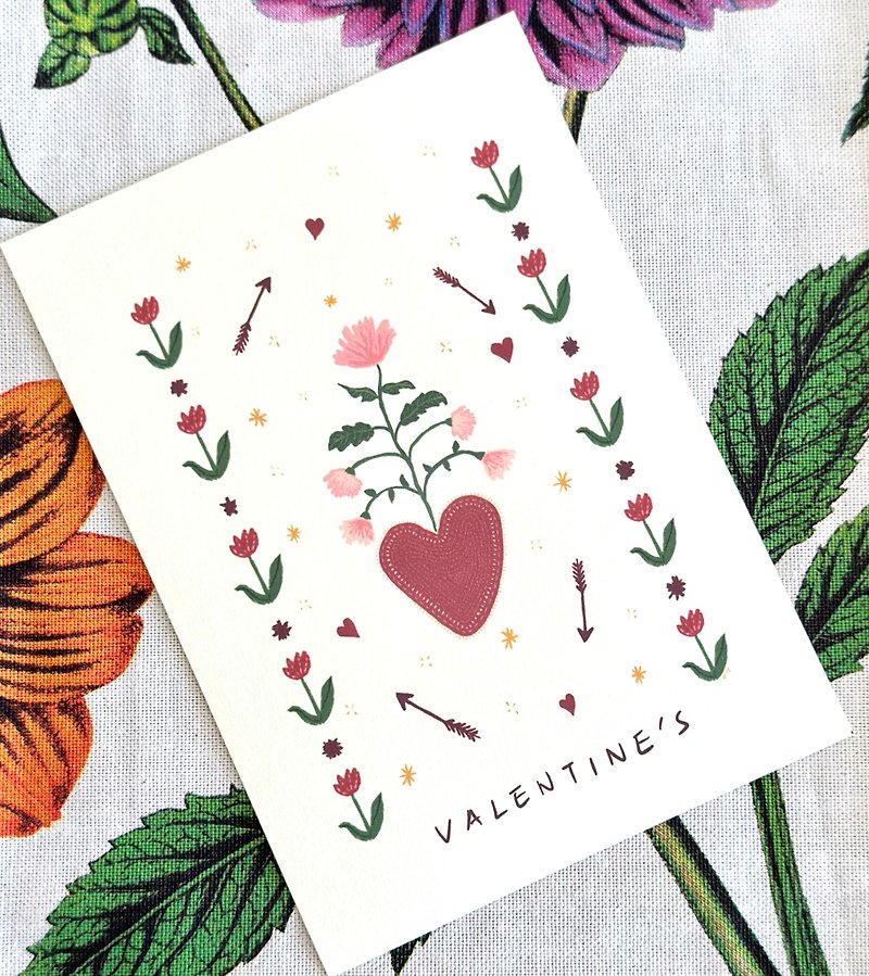 A6 Floral Bloom Heart Valentines Day Card Greeting Card Thank You Card Post Card - Cards & Postcards - Paper White