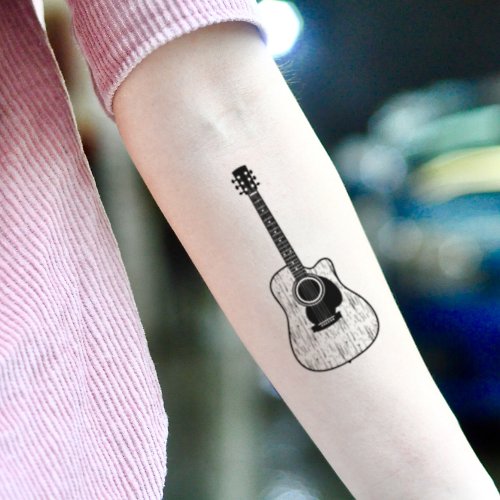 OhMyTat OhMyTat 原聲木吉他 Acoustic Guitar 刺青圖案紋身貼紙 (2 張)