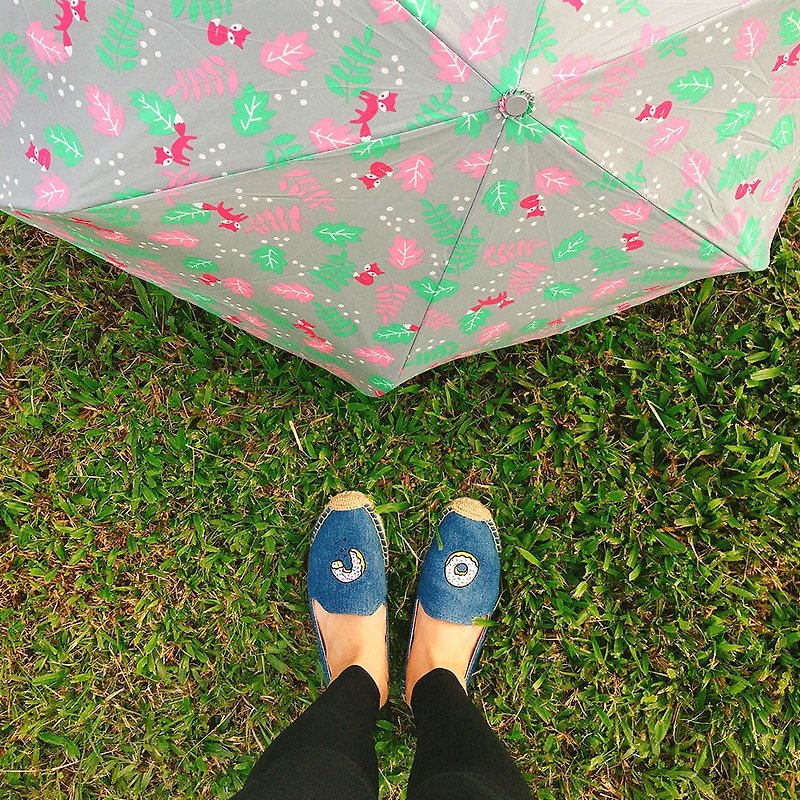 [台湾の文化的、創造的な雨の話]小さなキツネ抗UV折り畳まれた手のパラシュート - 傘・雨具 - 防水素材 多色
