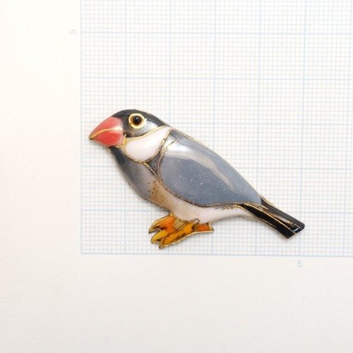 文鳥の七宝焼ピンブローチ - ショップ 七宝焼の工房Uncle Z