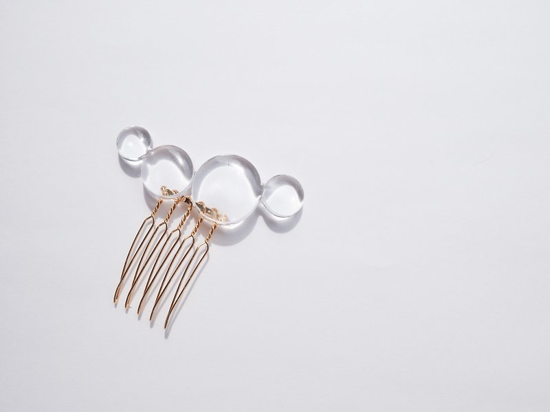 Awa hair comb S (gold) - 髮飾 - 樹脂 透明