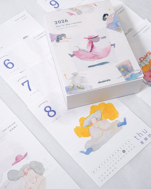 2026年365日 女の子用カレンダー | 毎日イラスト入り卓上カレンダー