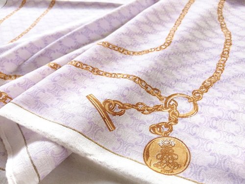 orangesodapanda Celine Paris Vintage Handkerchief Gold Chain Purple 23 x 22 inches