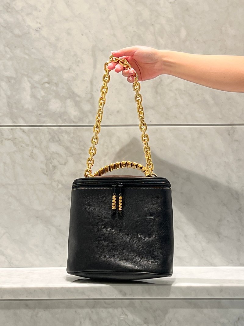Loewe黑色橢圓蛇骨手提袋肩背包 送肩帶 日本二手Vintage - 手提包/手提袋 - 真皮 黑色