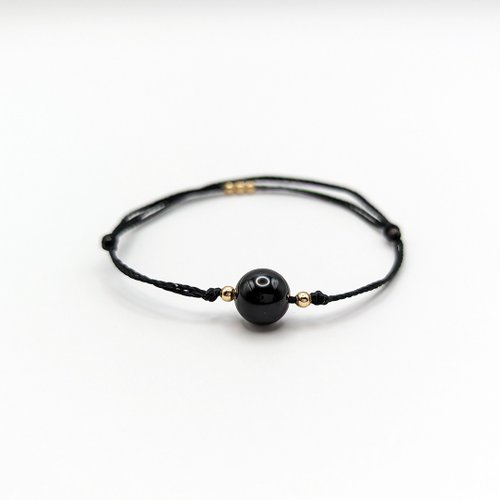 Somnambulist 天然水晶 黑曜石 Obsidian 防水蠟線手環