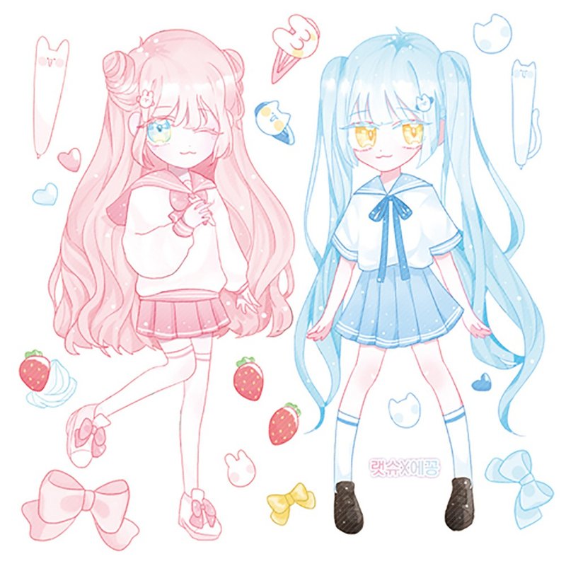 1st semester girl sticker (eggong) person sticker girl sticker - 貼紙 - 紙 多色
