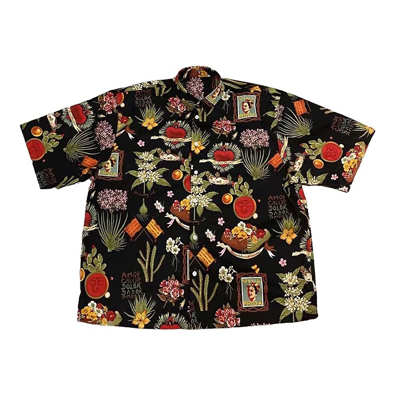 JANWONG ジャパニーズレトロ花柄ハワイアンルーズ半袖シャツ
