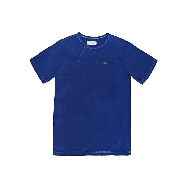 oqLiq - Root – Indigo Dyeing - Middle T M - เสื้อยืดผู้ชาย - ผ้าฝ้าย/ผ้าลินิน สีน้ำเงิน