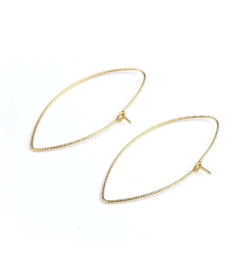 [Made in Japan] K10YG (10K Yellow Gold) Marquise Hoop Earrings 40mm x 0.7mm [Pair] - ต่างหู - โลหะ สีทอง