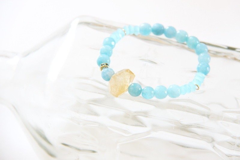 Fashionable Energy Jewels Collection - Aquamarine Quartz & Citrine Quartz bracelet - Bracelets - Gemstone Blue