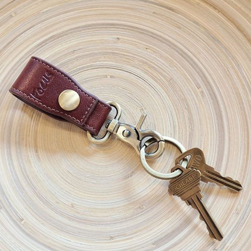 Genuine leather key ring with adjustable buckle/ Italian vegetable tanned leather/ best gift - ที่ห้อยกุญแจ - หนังแท้ 