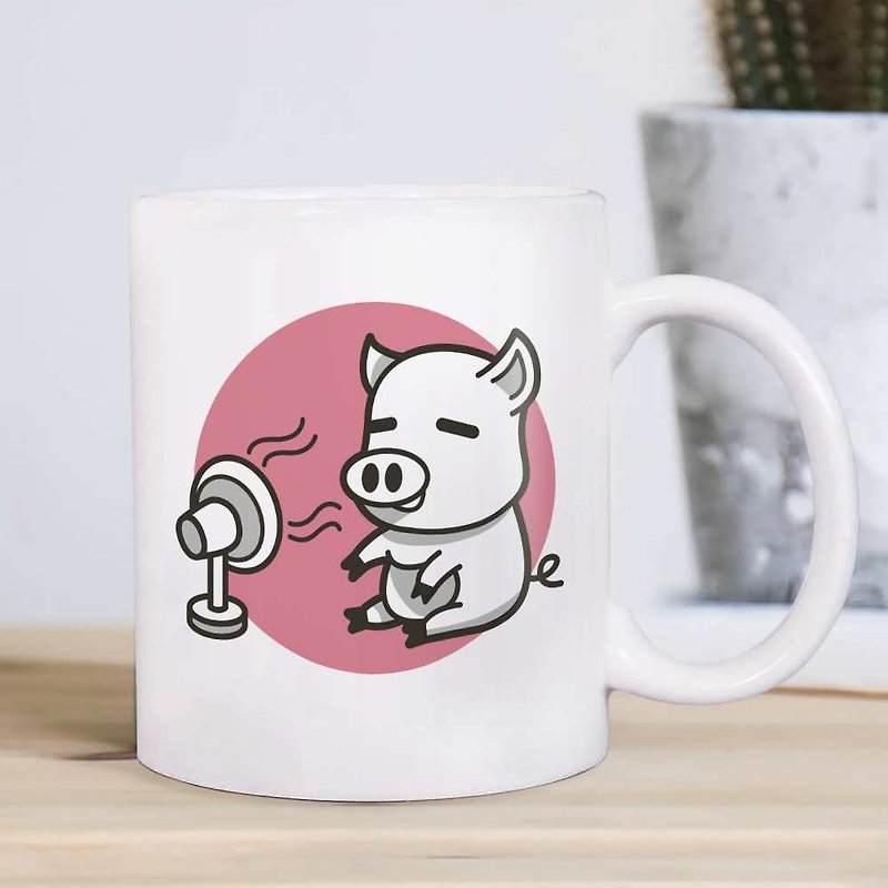 懶能量【豬】12生肖馬克杯 / 可客製文字 - 咖啡杯 - 瓷 白色
