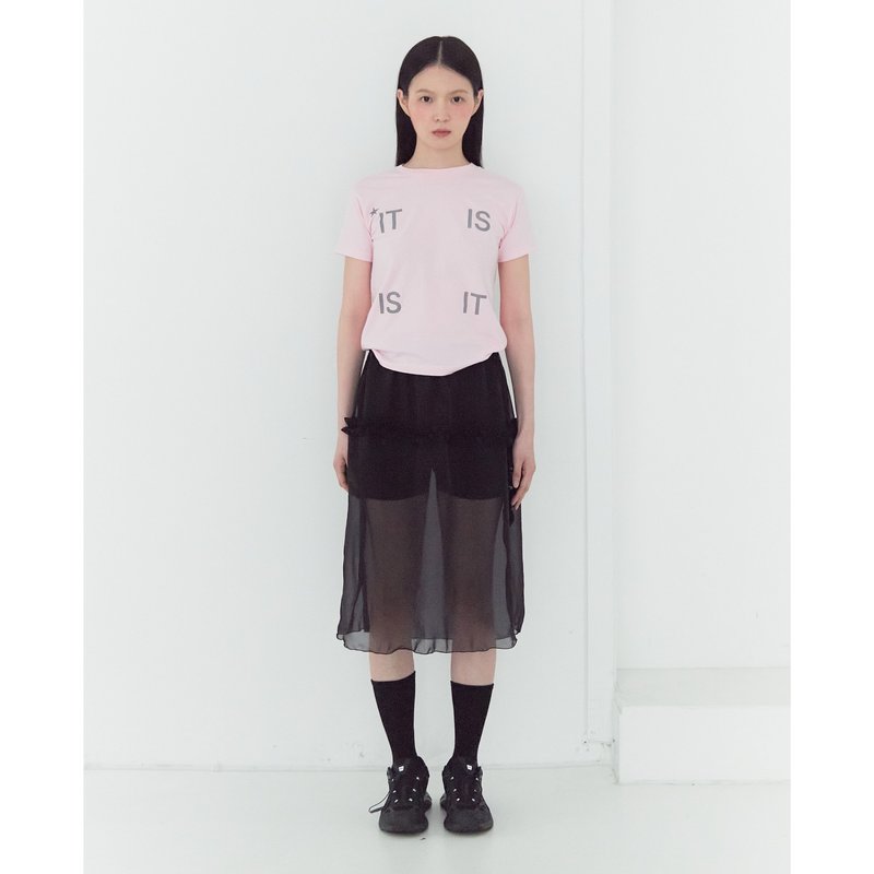 SEE-THROUGH FRILL MIDI SKIRT (BLACK) - 裙子/長裙 - 其他材質 黑色