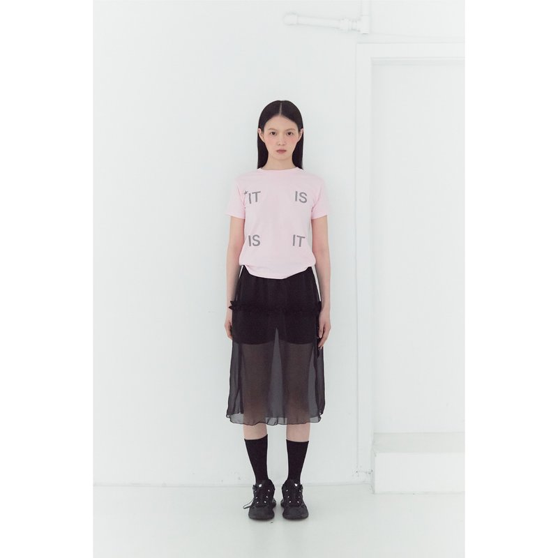 SEE-THROUGH FRILL MIDI SKIRT (BLACK) - 裙子/長裙 - 其他材質 黑色