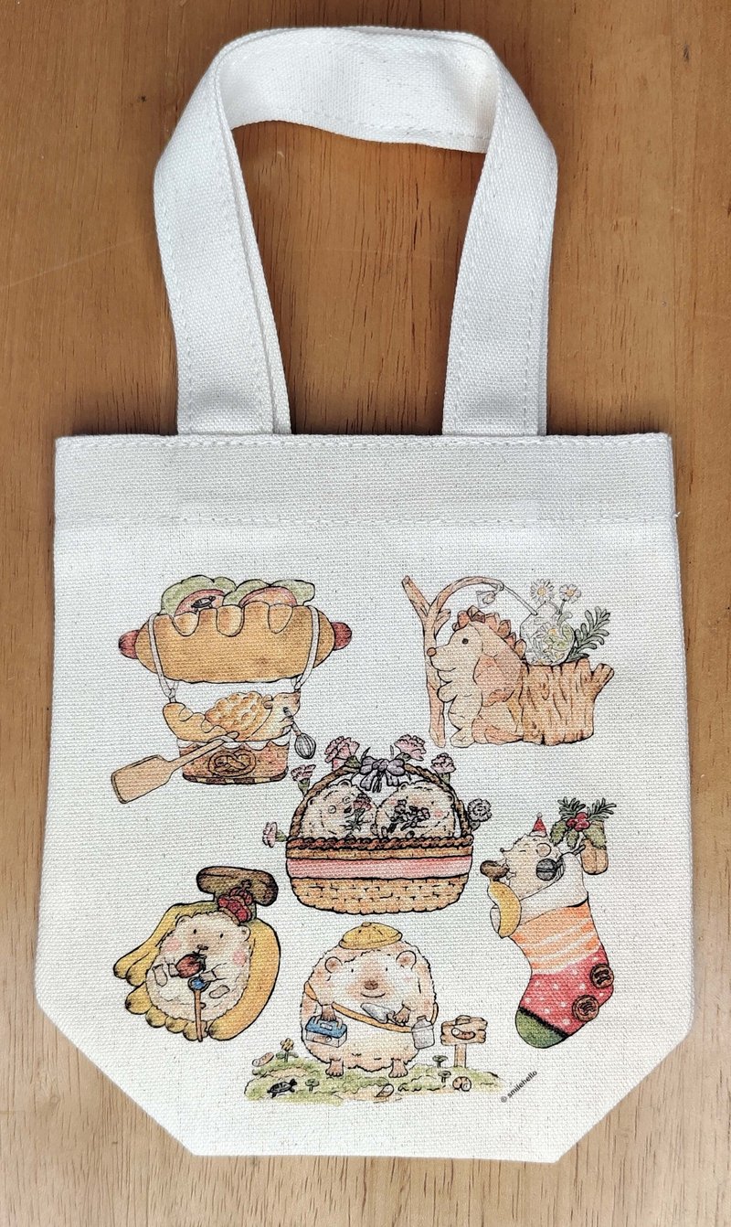 Beverage bag/canvas bag/reusable bag/carrying bag/shoulder bag hedgehog (can hold hand-cranked drinks) - กระเป๋าถือ - วัสดุอื่นๆ หลากหลายสี